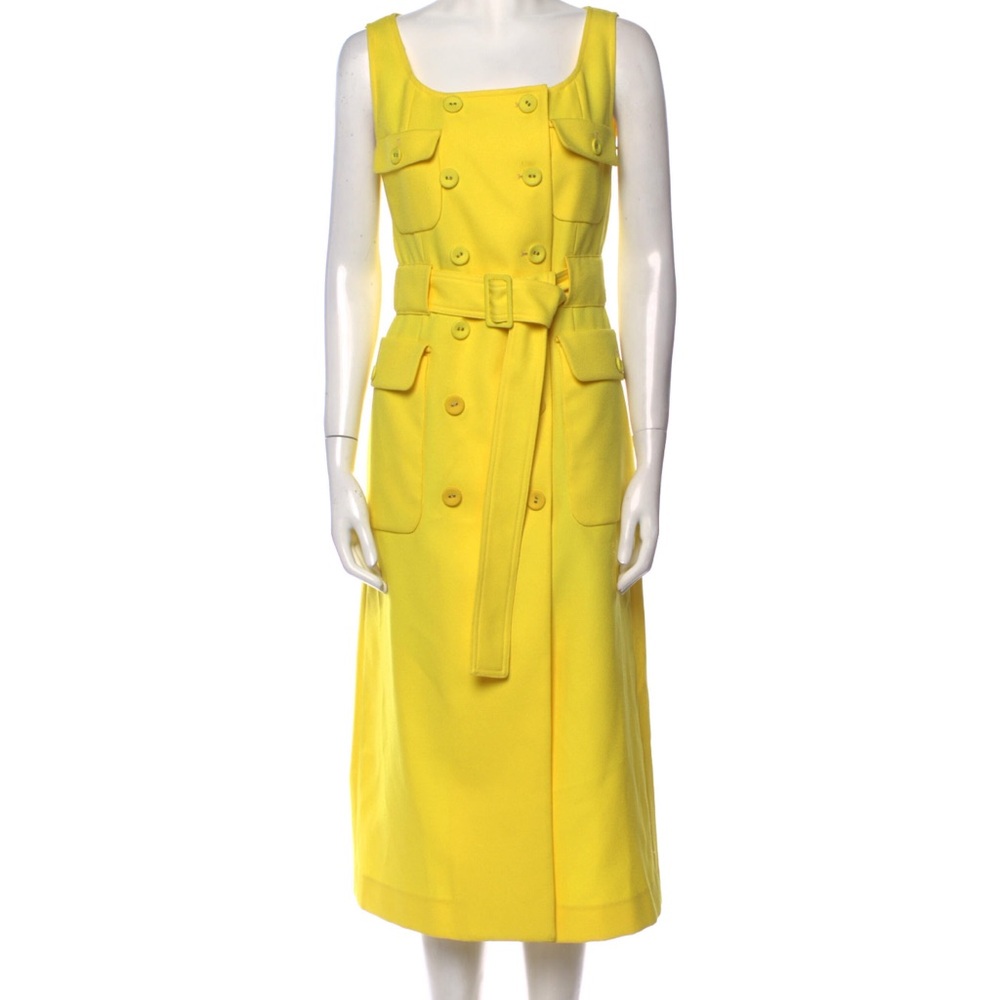 New Sies Marjan Yellow Sleeveless Belted Dress
